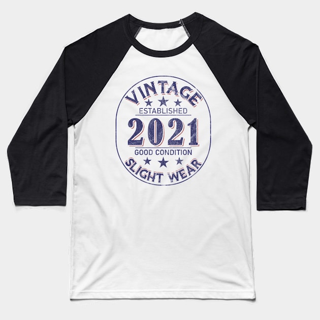 Vintage Established 2021 Baseball T-Shirt by Stacy Peters Art